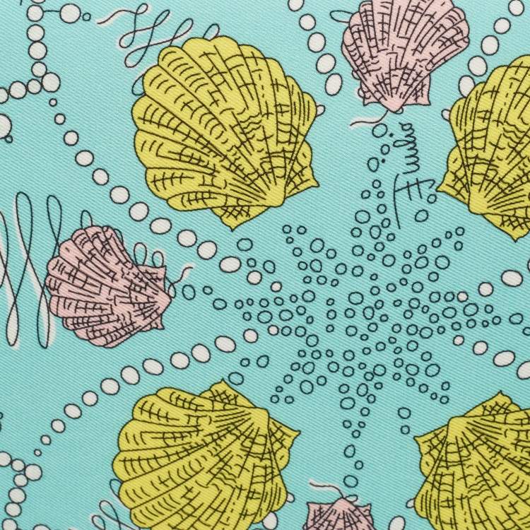 Pre Owned Emilio Pucci Green/Multicolor Conchiglie Print Fabric Pouch