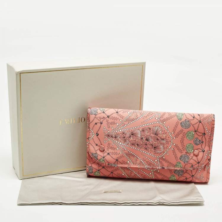 Pre Owned Emilio Pucci Multicolor Printed Fabric Flap Pouch 