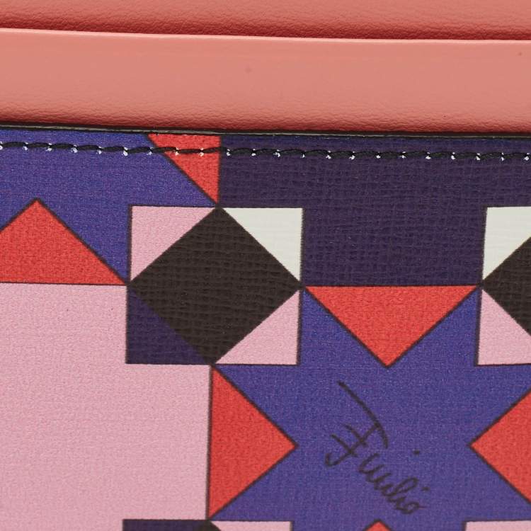 Pre Owned Emilio Pucci Multicolor Printed Leather Card Holder