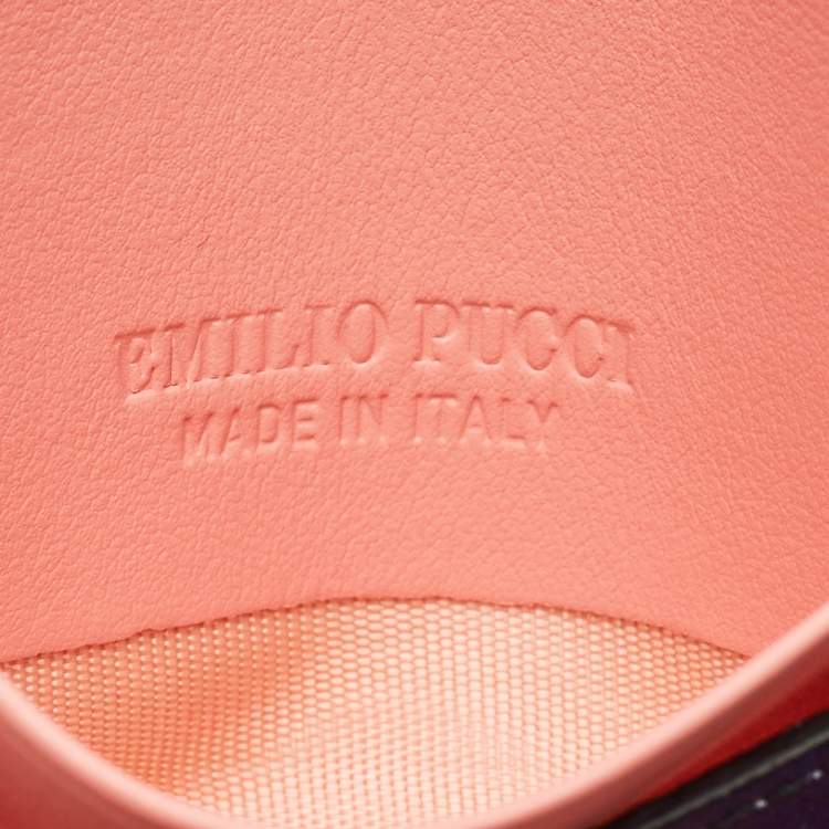 Pre Owned Emilio Pucci Multicolor Printed Leather Card Holder