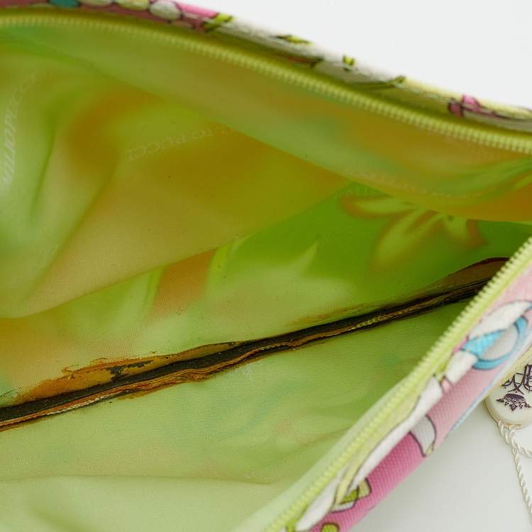 Pre Owned Emilio Pucci Multicolor Floral Print Zip Pouch