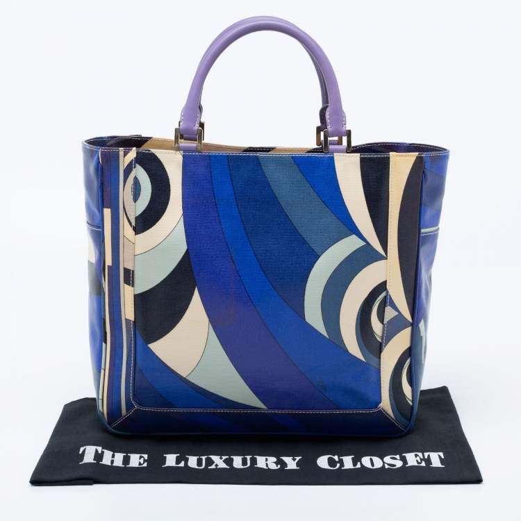 Pre Owned Emilio Pucci Multicolor Printed Coated Canvas Tote