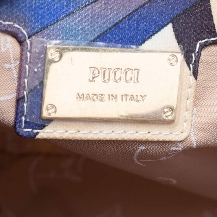 Pre Owned Emilio Pucci Multicolor Printed Coated Canvas Tote