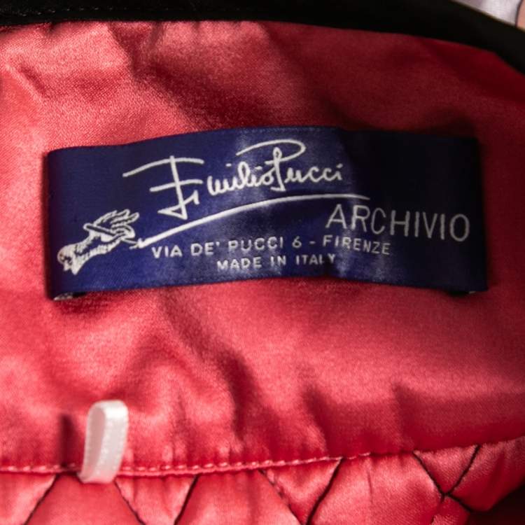 Pre Owned Emilio Pucci Multicolor Printed Satin Quilted Mini Skirt S
