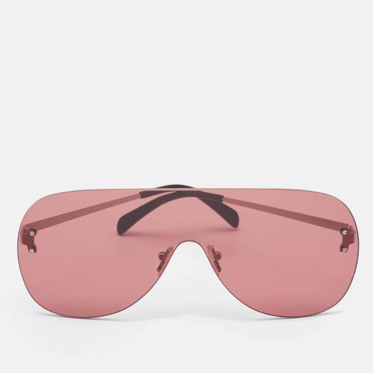 Pre Owned Emilio Pucci Burgundy EP 78 16S Shield Sunglasses