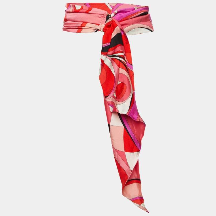 Pre Owned Emilio Pucci Multicolor Printed Silk Belt