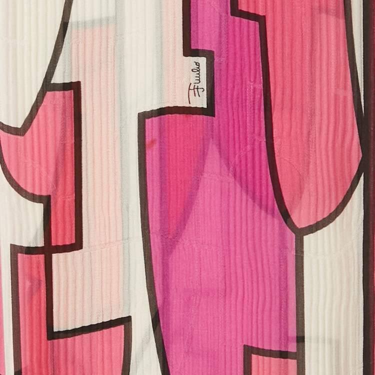 Pre Owned Emilio Pucci Pink/Red Printed Silk Scarf 