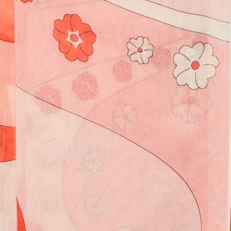 Pre Owned Emilio Pucci Multicolor Printed Cotton Blend Stole