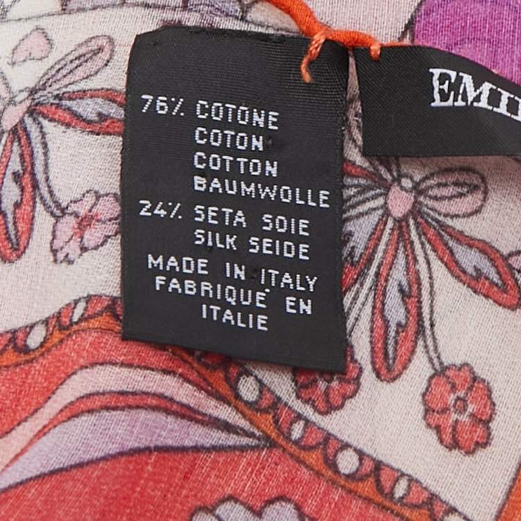 Pre Owned Emilio Pucci Multicolor Printed Cotton Blend Stole