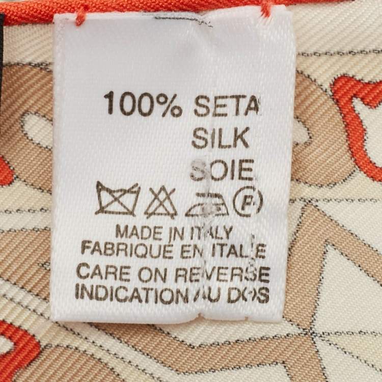 Pre Owned Emilio Pucci Orange Printed Silk Diamond Scarf