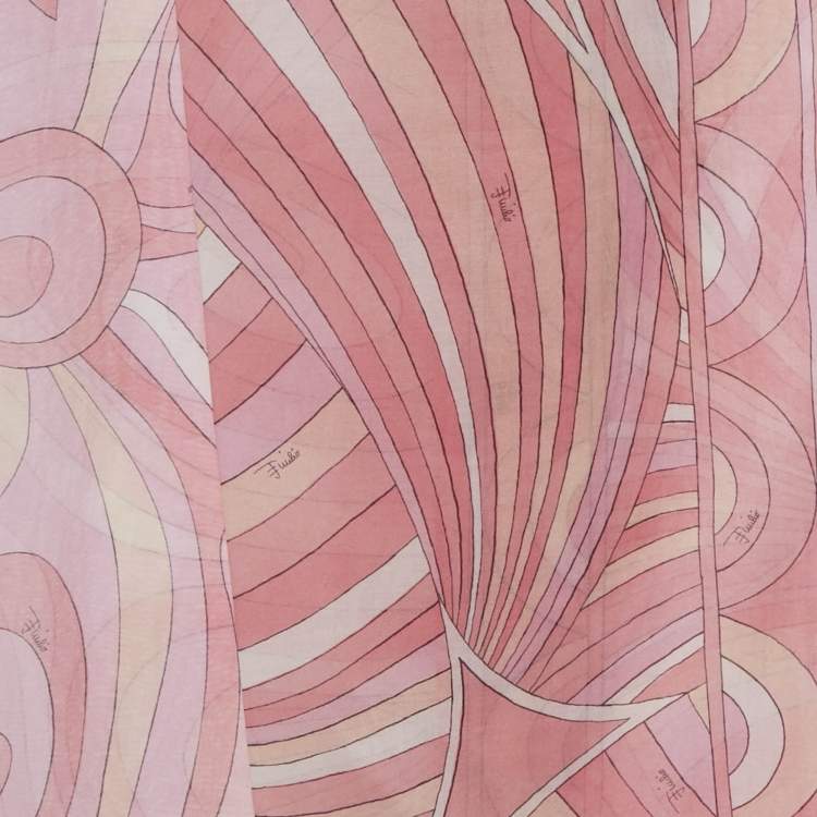 Pre Owned Emilio Pucci Pink Printed Cotton Scarf