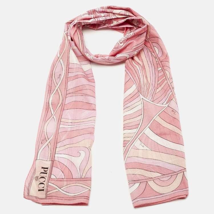 Pre Owned Emilio Pucci Pink Printed Cotton Scarf