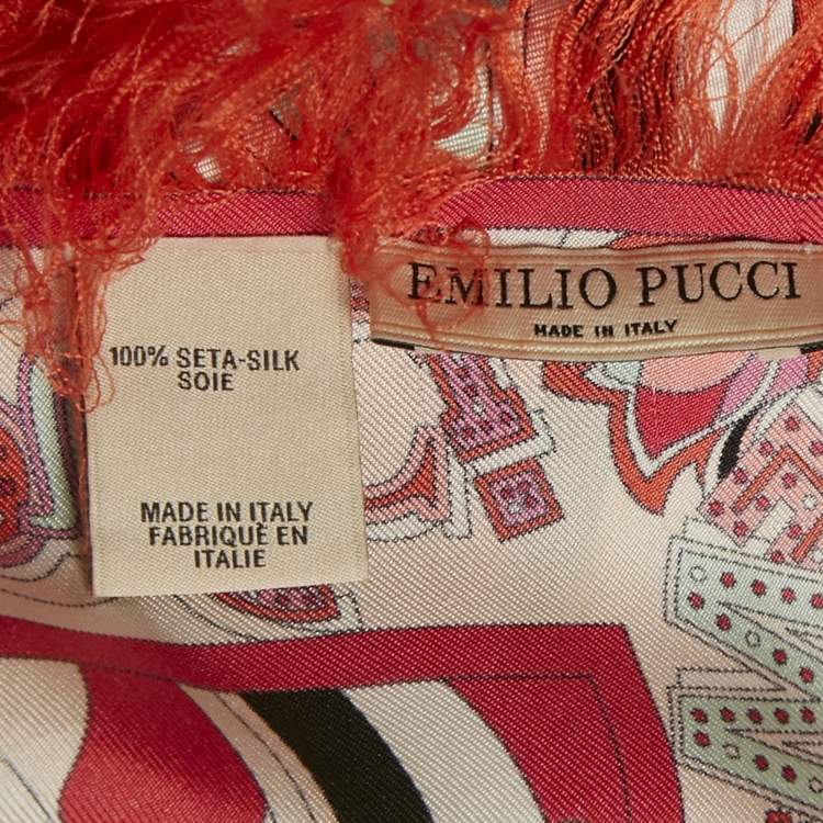Pre Owned Emilio Pucci Multicolor Printed Silk Square Scarf 