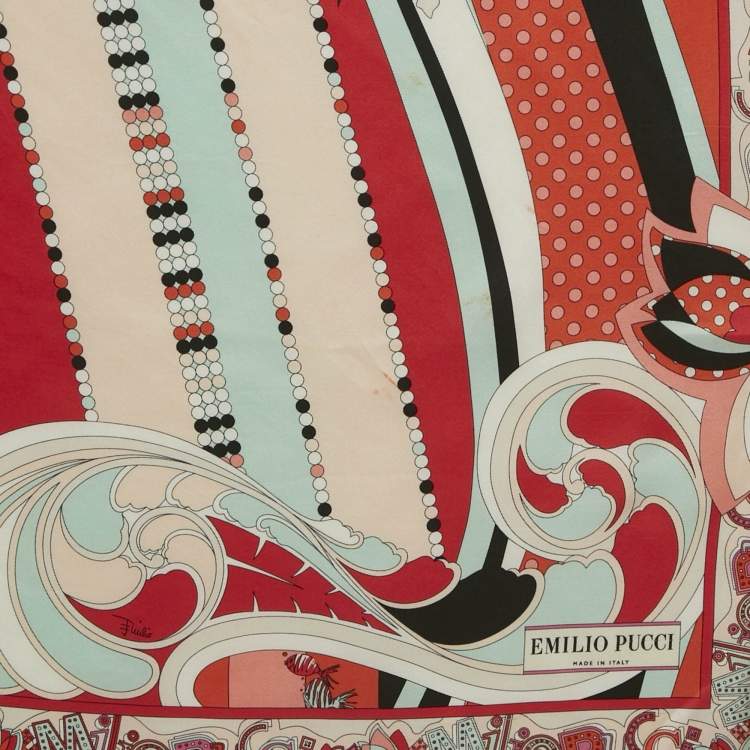 Pre Owned Emilio Pucci Multicolor Printed Silk Square Scarf 