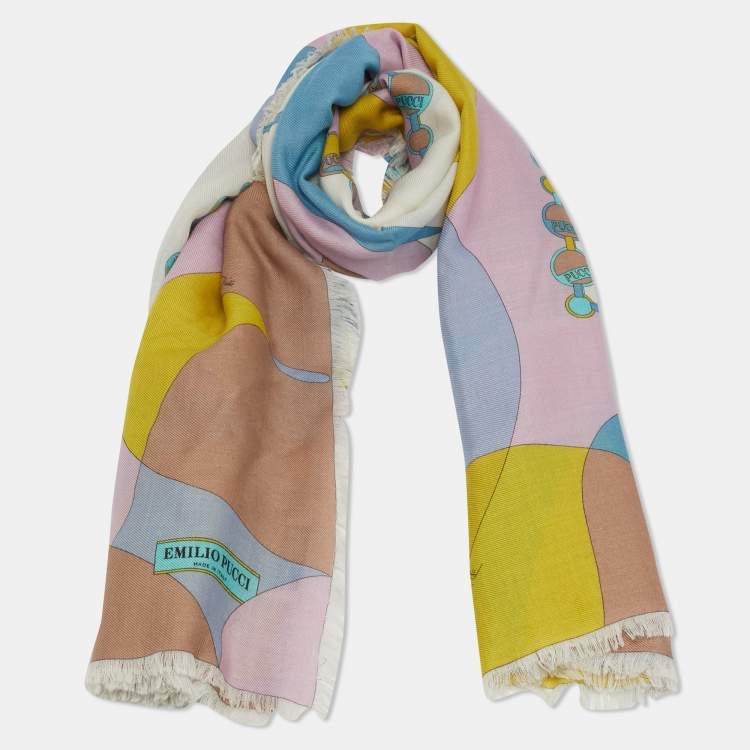 Pre Owned Emilio Pucci Multicolor Cashmere Blend Square Scarf 
