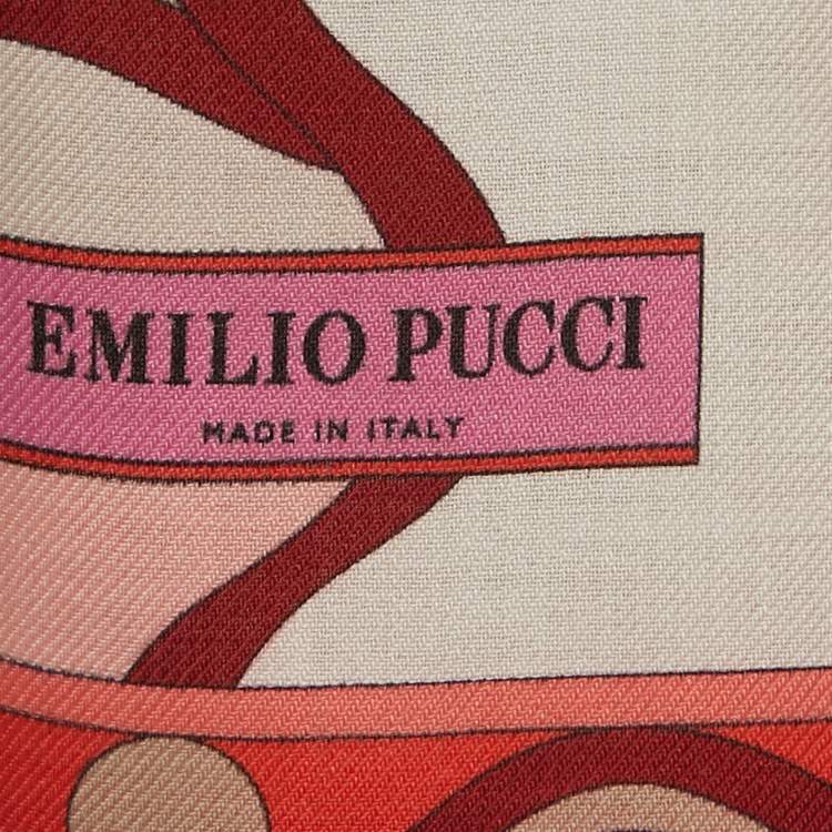 Pre Owned Emilio Pucci Multicolor Printed Wool & Silk Scarf