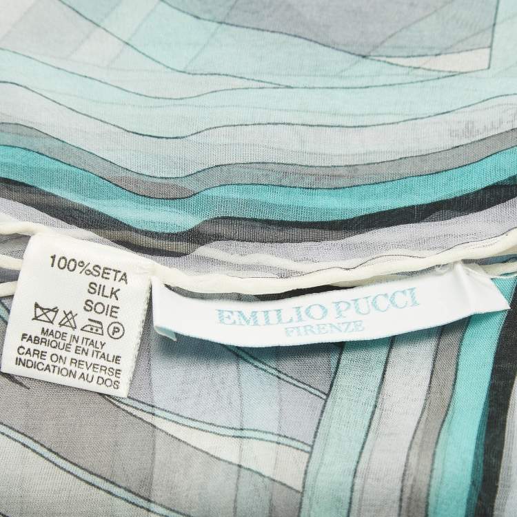 Pre Owned Emilio Pucci Blue Print Silk Scarf 