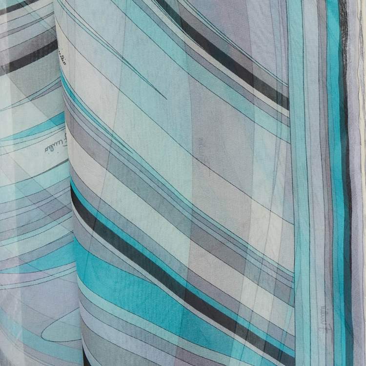 Pre Owned Emilio Pucci Blue Print Silk Scarf 
