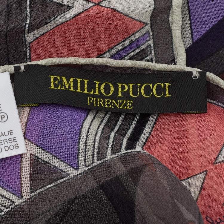 Pre Owned Emilio Pucci Multicolor Printed Silk Scarf