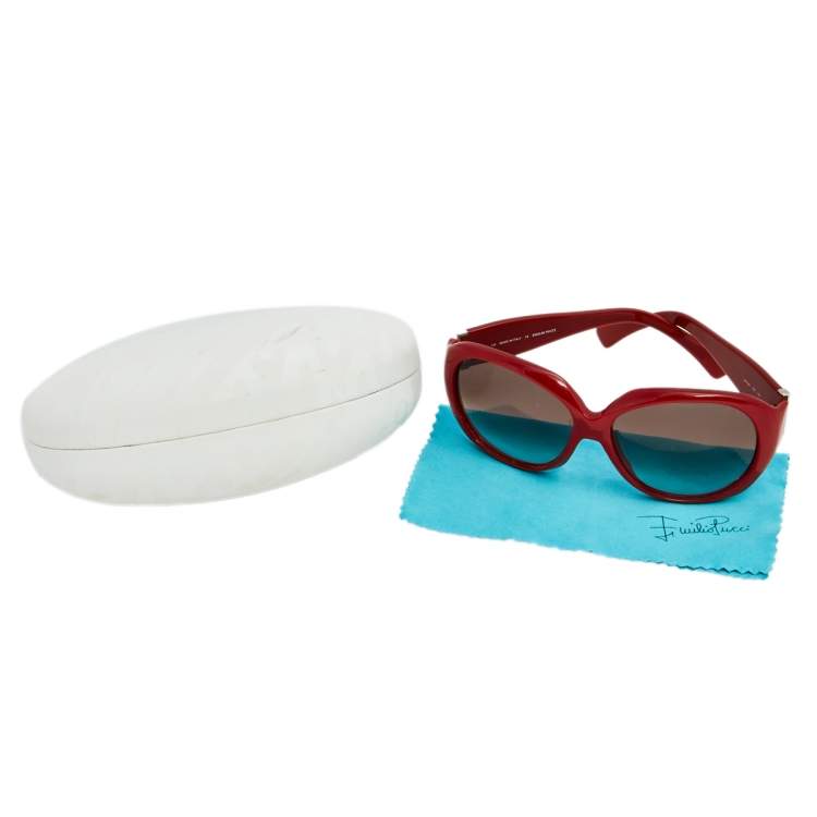 Pre Owned Emilio Pucci Red/Brown EP614S Oversized Sunglasses