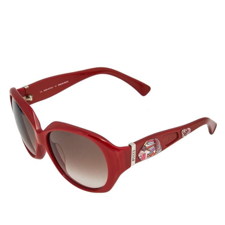 Pre Owned Emilio Pucci Red/Brown EP614S Oversized Sunglasses