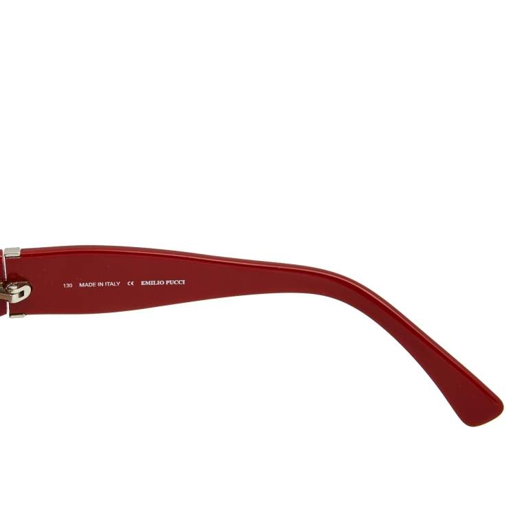 Pre Owned Emilio Pucci Red/Brown EP614S Oversized Sunglasses