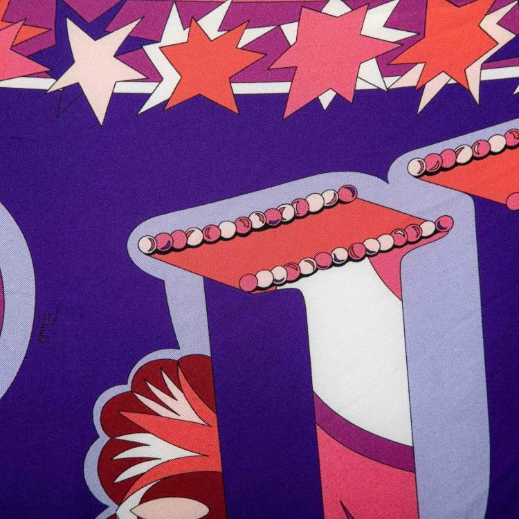 Pre Owned Emilio Pucci Multicolor Abstract Print Silk Scarf