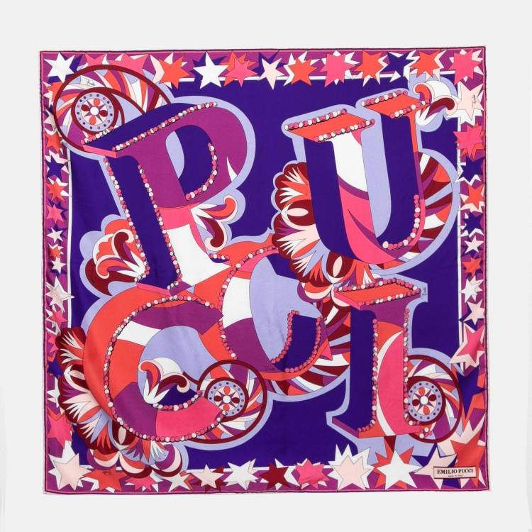 Pre Owned Emilio Pucci Multicolor Abstract Print Silk Scarf