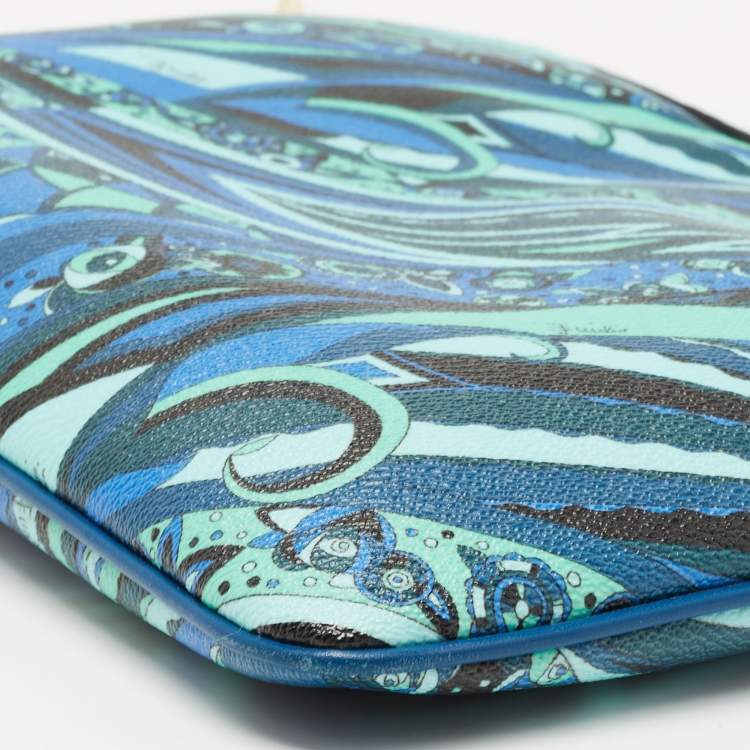 Pre Owned  Emilio Pucci Multicolor Printed Leather Laptop Case