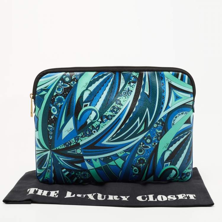 Pre Owned  Emilio Pucci Multicolor Printed Leather Laptop Case