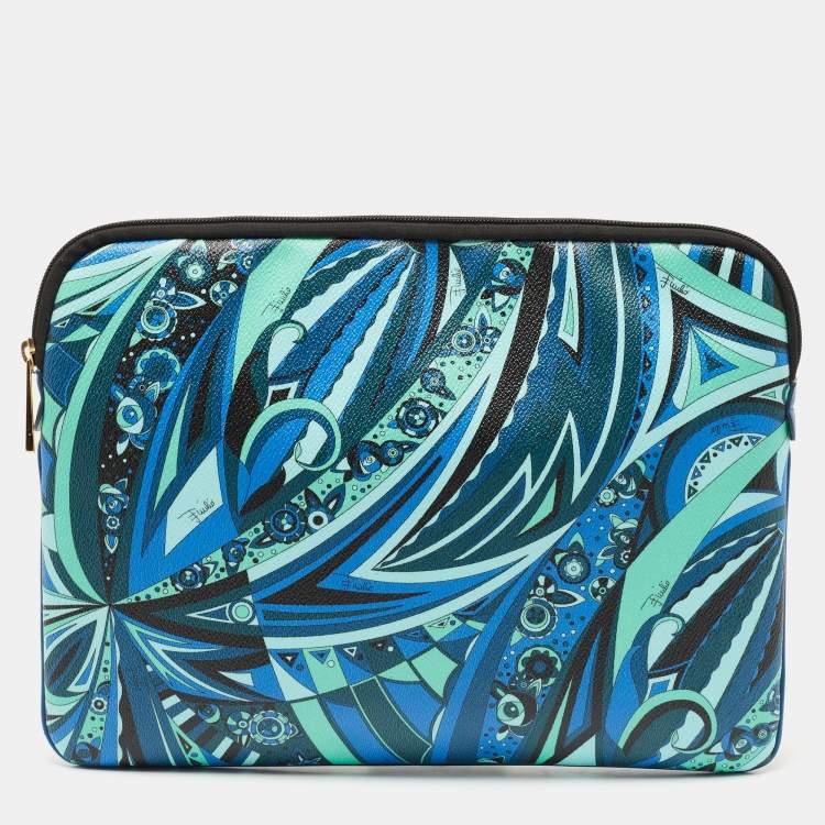 Pre Owned  Emilio Pucci Multicolor Printed Leather Laptop Case