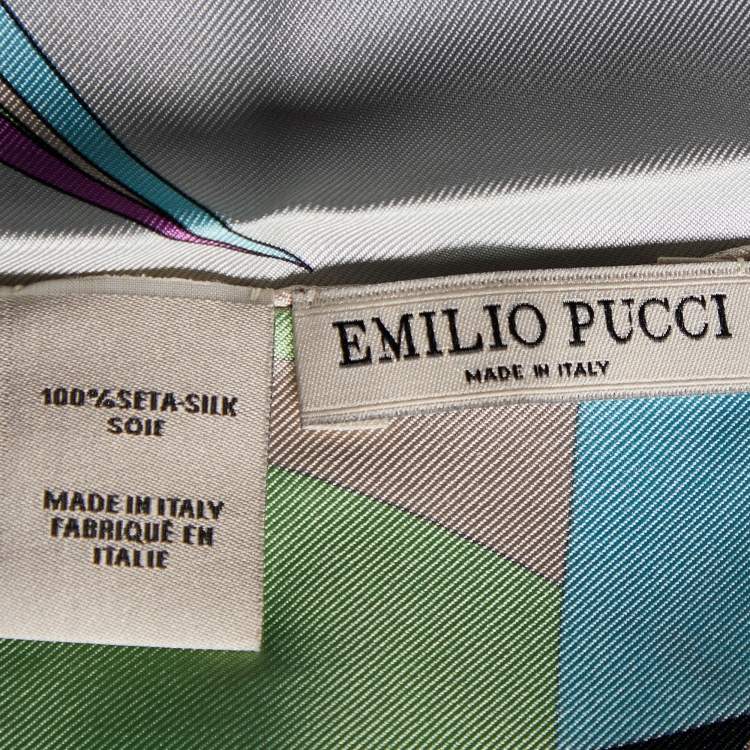 Pre Owned Emilio Pucci Multicolour Printed Silk Square Scarf
