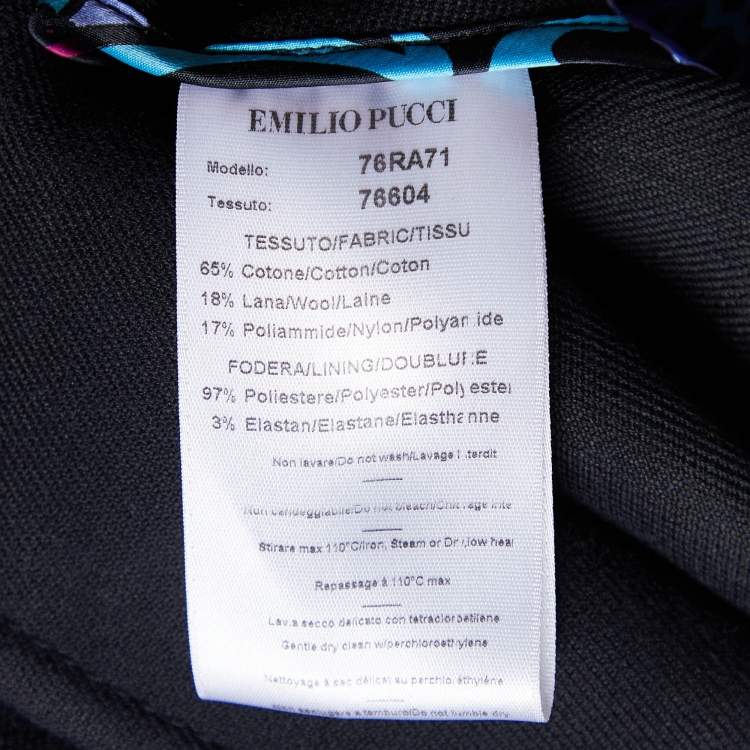 Pre Owned Emilio Pucci Navy Blue Wool Blend Cropped Cape L