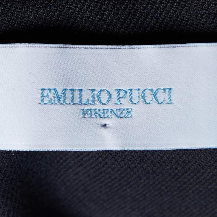 Pre Owned Emilio Pucci Navy Blue Wool Blend Cropped Cape L