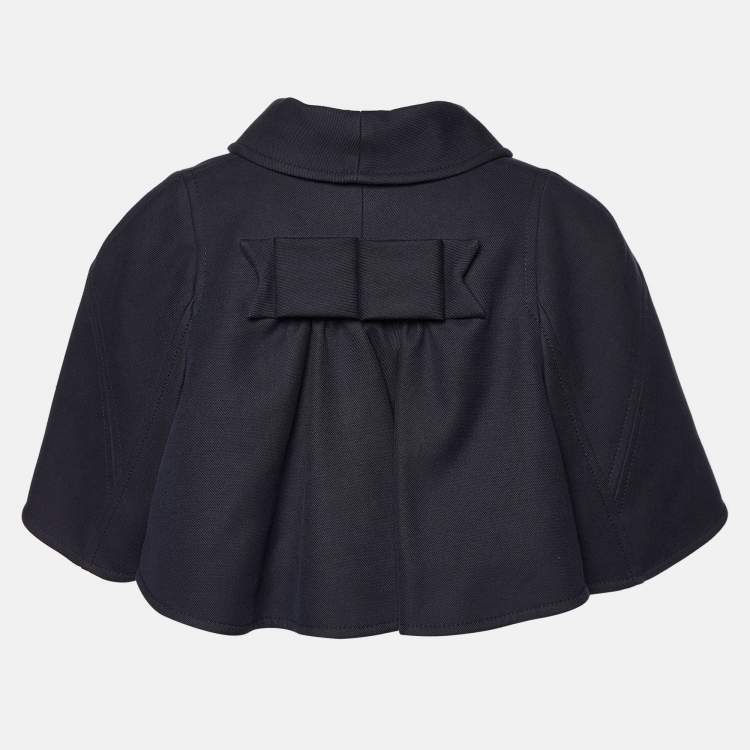 Pre Owned Emilio Pucci Navy Blue Wool Blend Cropped Cape L