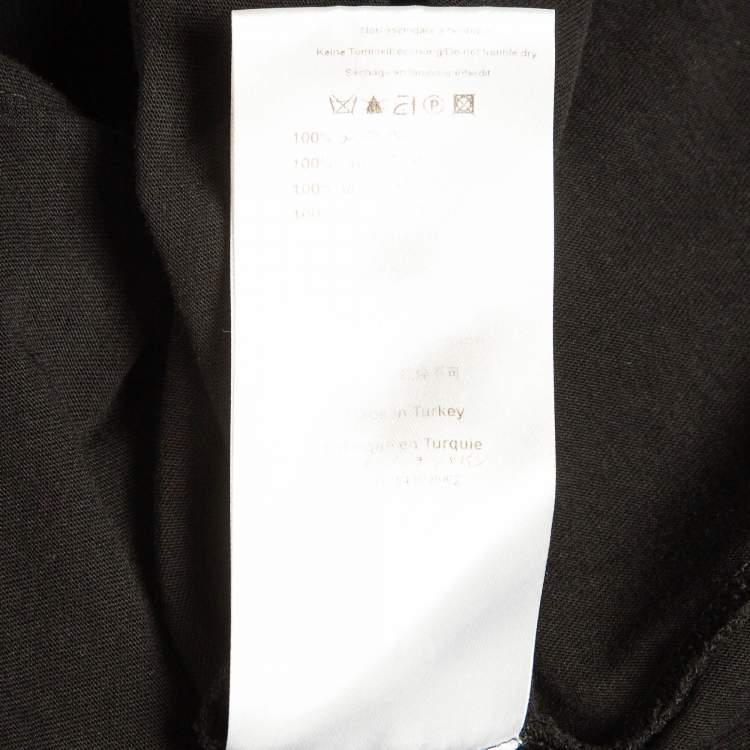 Pre Owned Emilio Pucci Black Floral Print Silk Frill Jersey T-Shirt S