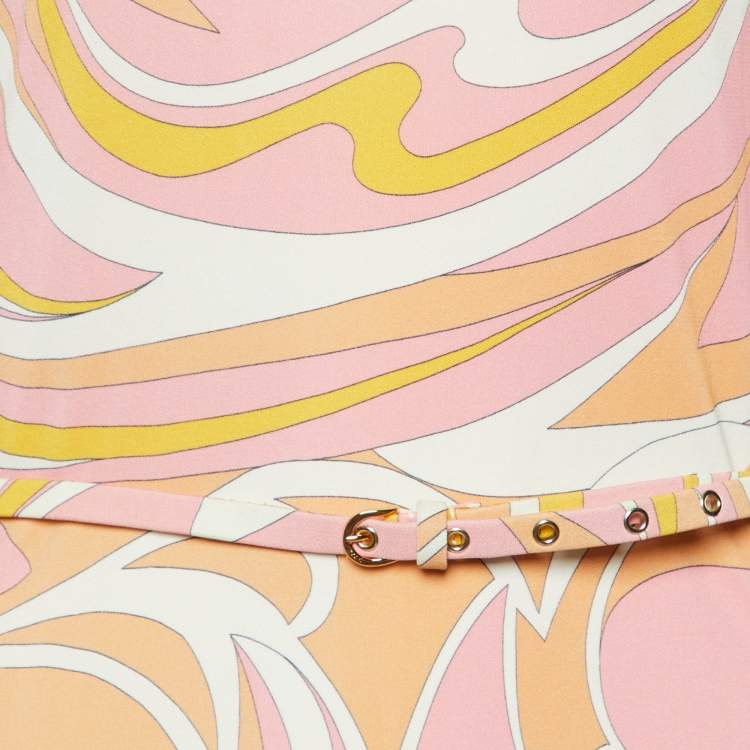 Pre Owned Emilio Pucci Multicolor Printed Jersey Midi Dress M