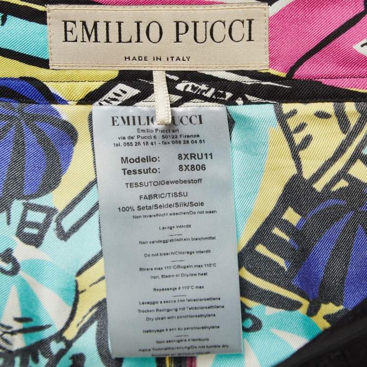 Pre Owned Emilio Pucci Multicolor Printed Silk Shorts S