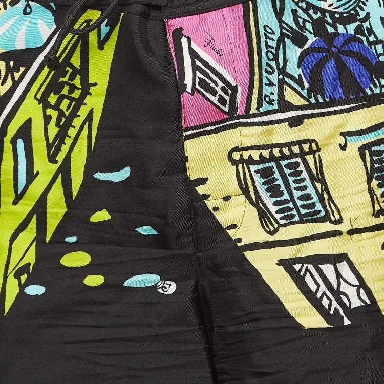 Pre Owned Emilio Pucci Multicolor Printed Silk Shorts S