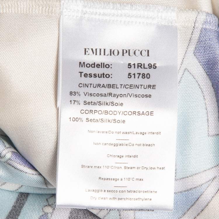Pre Owned Emilio Pucci Blue Printed Jersey Silk Short Dress M