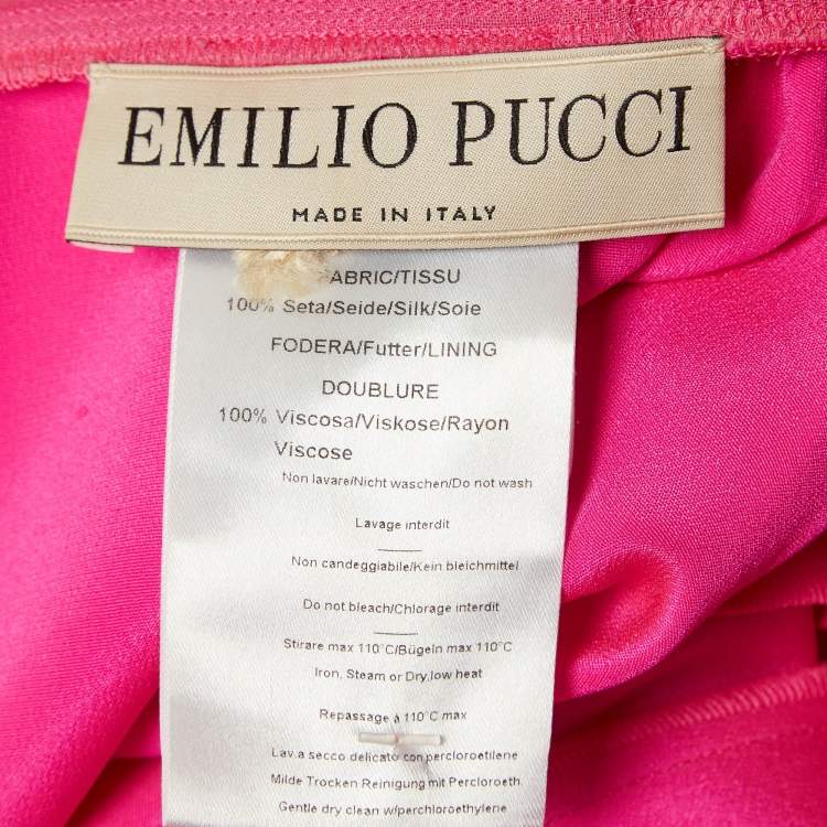 Pre Owned Emilio Pucci Bright Pink Silk Embellished Sleeveless Maxi Dress S