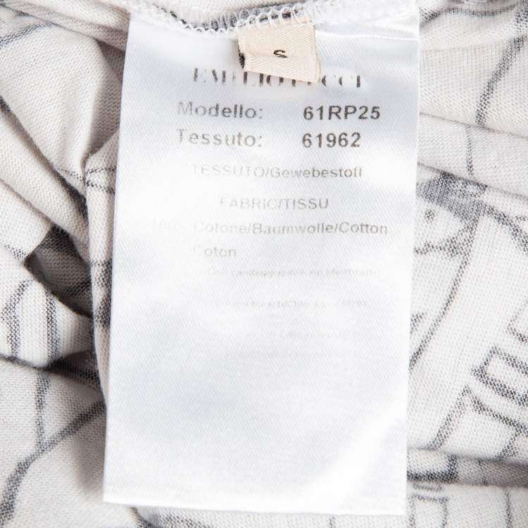 Pre Owned Emilio Pucci White Turisti Fiorentini Print Cotton T-Shirt S