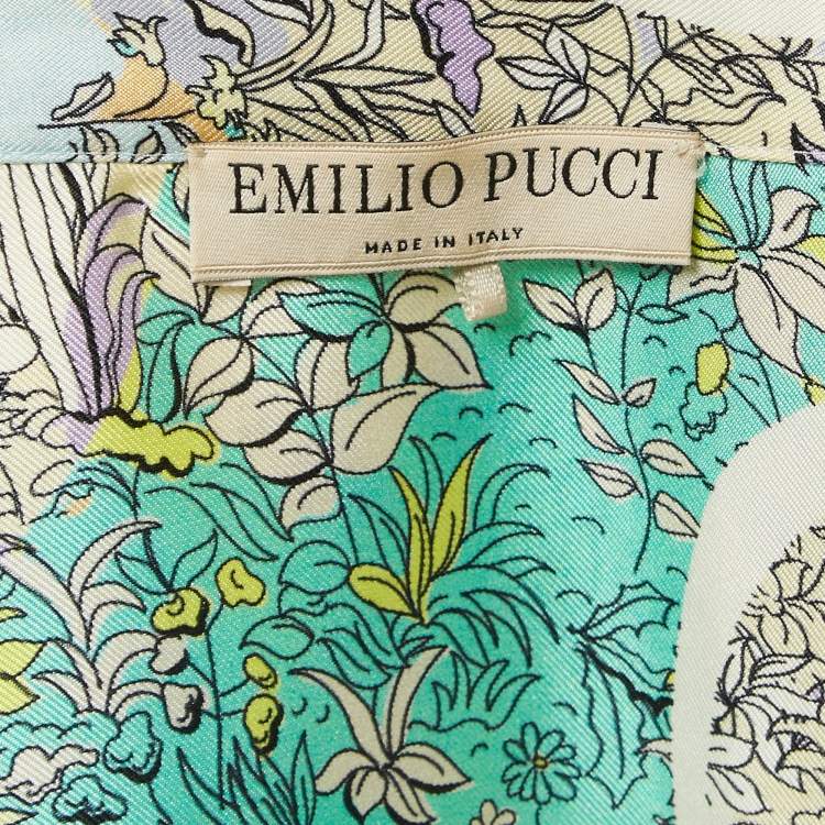 Pre Owned Emilio Pucci Multicolor Floral Print Silk Lace Trim Shirt S