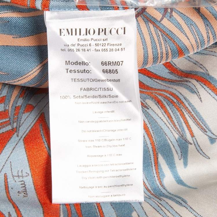Pre Owned Emilio Pucci Multicolor Tropical Print Silk Top S