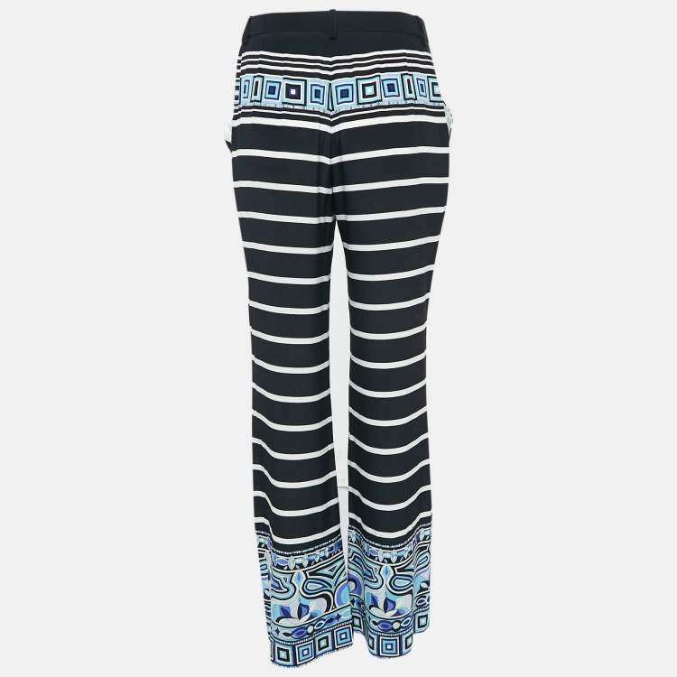 Pre Owned Emilio Pucci Multicolor Printed Silk Wide Leg Pants M