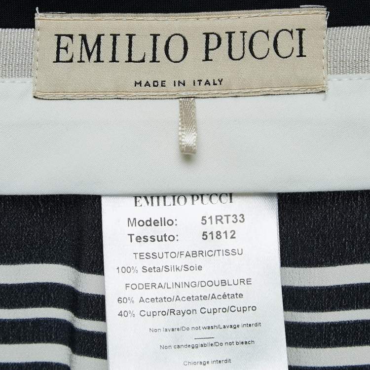 Pre Owned Emilio Pucci Multicolor Printed Silk Wide Leg Pants M