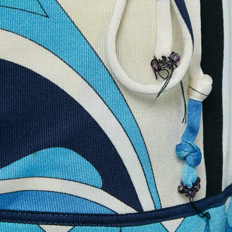 Pre Owned Emilio Pucci Multicolor/Blue Printed Silk Jersey Top L