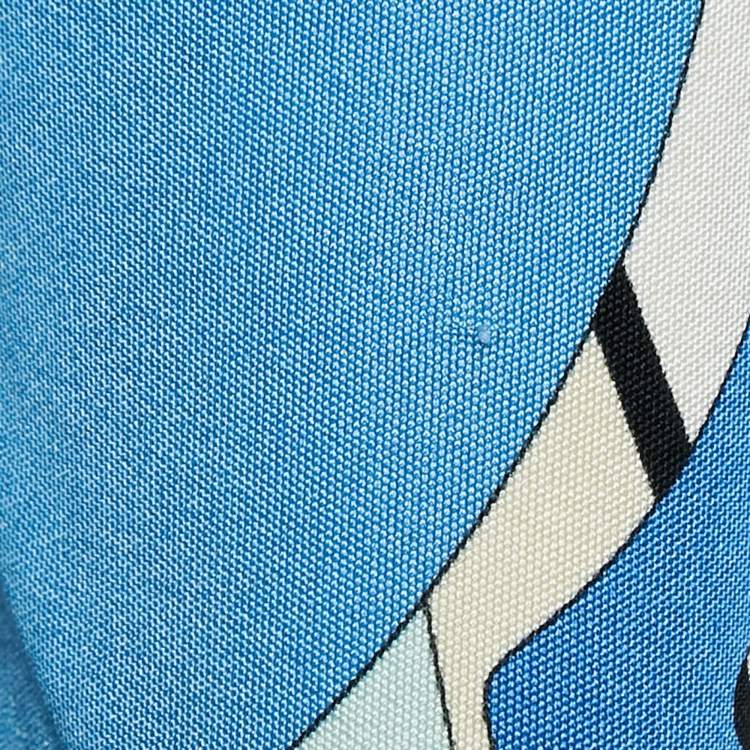 Pre Owned Emilio Pucci Multicolor/Blue Printed Silk Jersey Top L