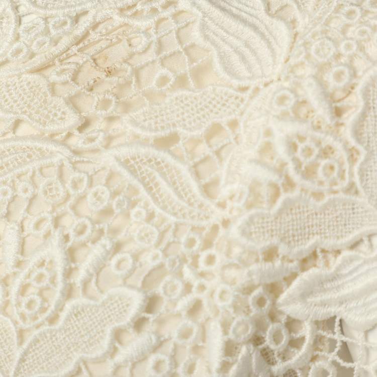 Pre Owned Emilio Pucci Cream Lace One Shoulder Dress M