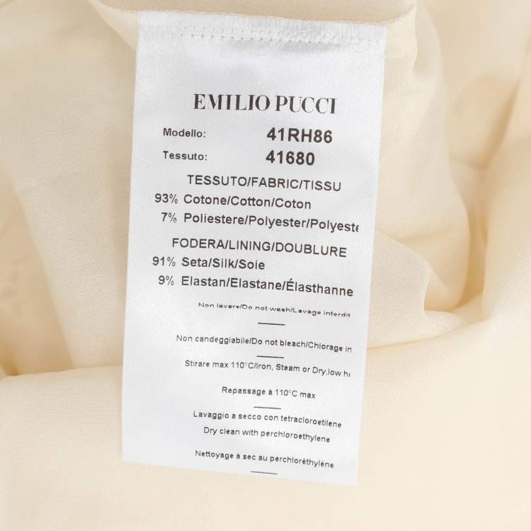 Pre Owned Emilio Pucci Cream Lace One Shoulder Dress M